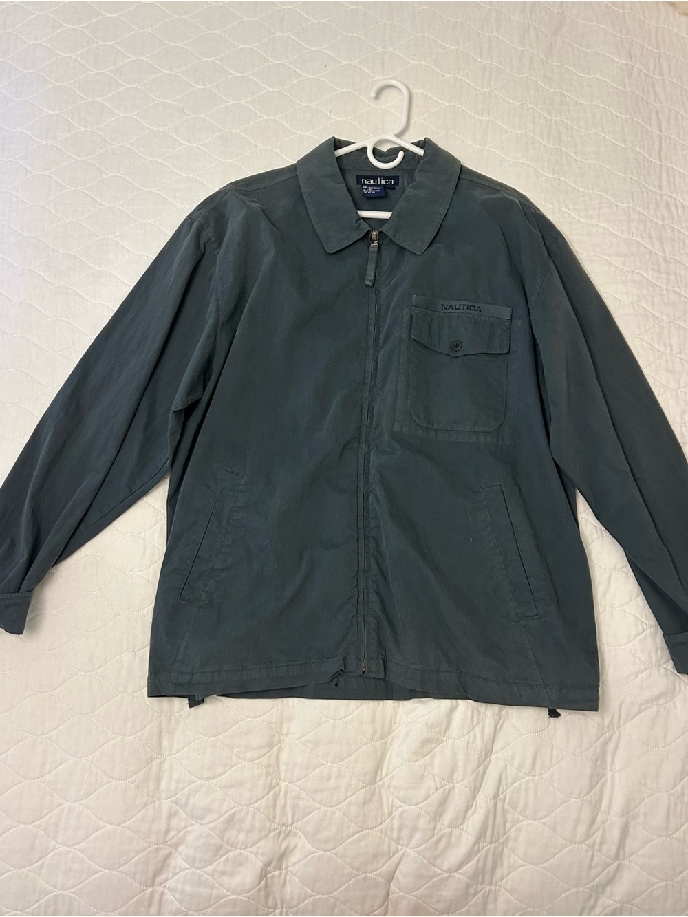 Nautica Men's Dark Teal Lightweight Zip Front Shirt Jacket